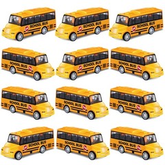 RoundFunny 12 Pcs Mini Yellow School Bus 1.1 x 1.38 x 3.86 inches,