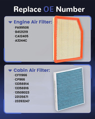 Cabin & Engine Air Filter Set Fits Compatible with Silverado Suburban 2021