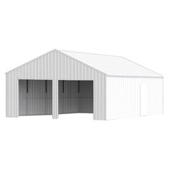 25x33FT Steel Garage Shed, 14-Gauge Galvanized, Double Doors, Heavy-Duty Storage