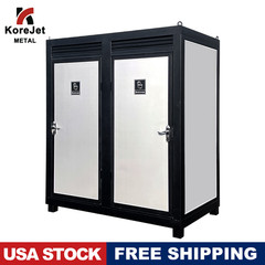 KJ Two-Person Portable Toilet Cabin,Outdoor Restroom with Light,Sink & Vent Fan