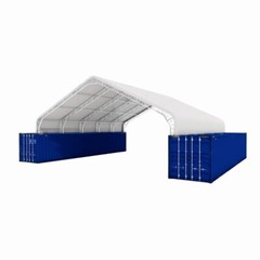 40’x40’x15′ Double Truss Peak Container Canopy Shelter 22oz PVC Canopy Shelter