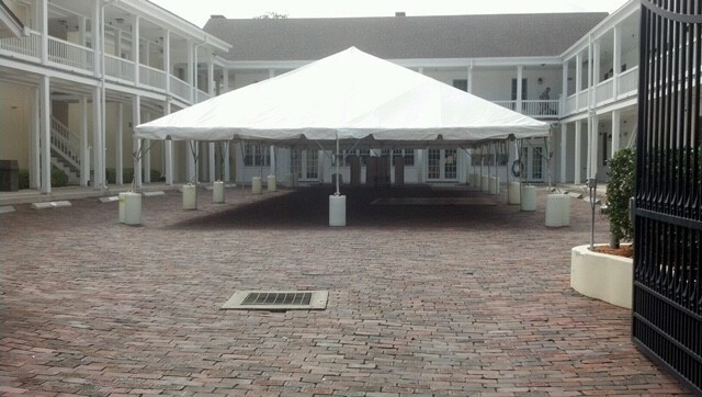 30′ X 80′ ANCHOR FIESTA FRAME TENT 30X80 W/ SECTIONAL BLACKOUT WHITE CANVAS TOP