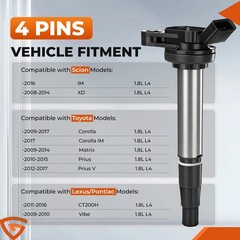 Iridium Spark Plug Ignition Coil Pack UF596 4 Set, Fit For Toyota Corolla S M…