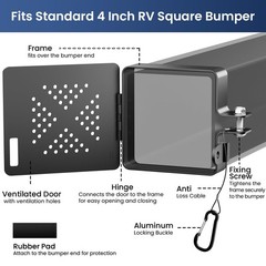 Safoner Aluminum RV Bumper End Cap- Fits Standard 4-Inch Square Camper Black