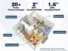 13x20ft Fast Installation Expandable Prefab House Mobile Office W/ Rain Shower