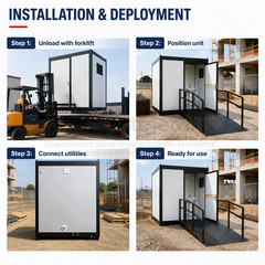 ADA Portable Restroom Handicap Accessible Toilet with Sink Light Vent Fan