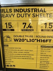HK Hills Industrial Shelter Double Truss 20x30x16 ft Waterproof Fireproof