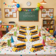 RoundFunny 12 Pcs Mini Yellow School Bus 1.1 x 1.38 x 3.86 inches,