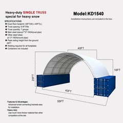 40’x40’x15′ Tarpaulin Tent Warehouse Shed 800sq.ft. Shipping Container Shelter