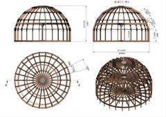 MOON HOUSE 33′ DIAM DOME FRAMING KIT 986 sq.ft WOOD PREFAB DIY HOME PREFAB