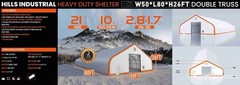 50x80x26 DUAL TRUSS *21oz PVC* Canvas Fabric Storage Building Shelter Barn Shop