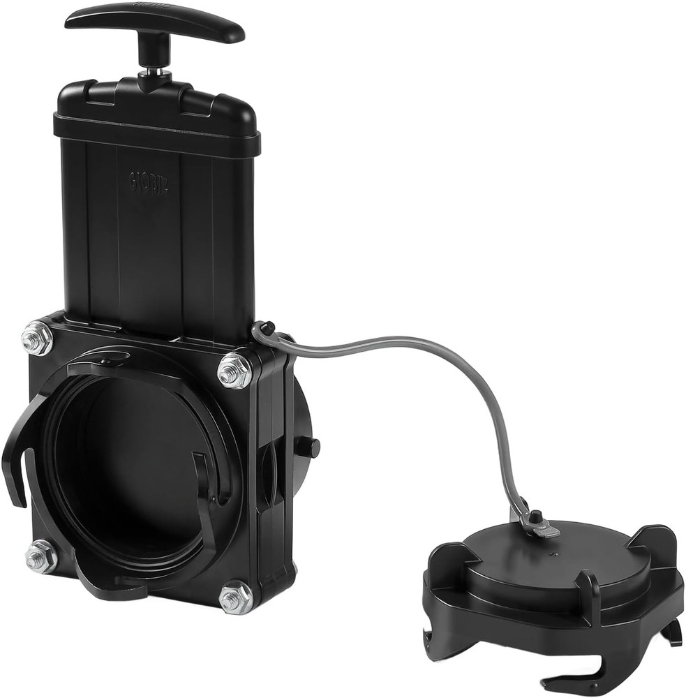Short Bayonet Hook Twist-On Waste Valve RV Gate 4×9.5×4 inches, Black