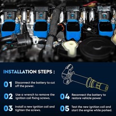 Ignition Coil Pack + Iridium Spark Plugs w/Ignition Wire for 1996-2002 Toyota…