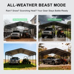 PABIMIA 20×20 FT Heavy-Duty Metal Carport, Outdoor Galvanized Steel Shelter
