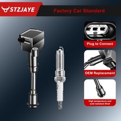 Set of 4 Iridium Spark Plug and 4 Ignition Coil Pack UF735 Compatible with Fo…