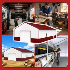 51x31FT Metal Barn Garage w/ Electric Roll-Up Door for Farm & Industrial Storage