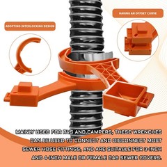 pvotawp 2-in-1 RV Sewer Hose Support & Wrench, 3 inches, 4 Orange