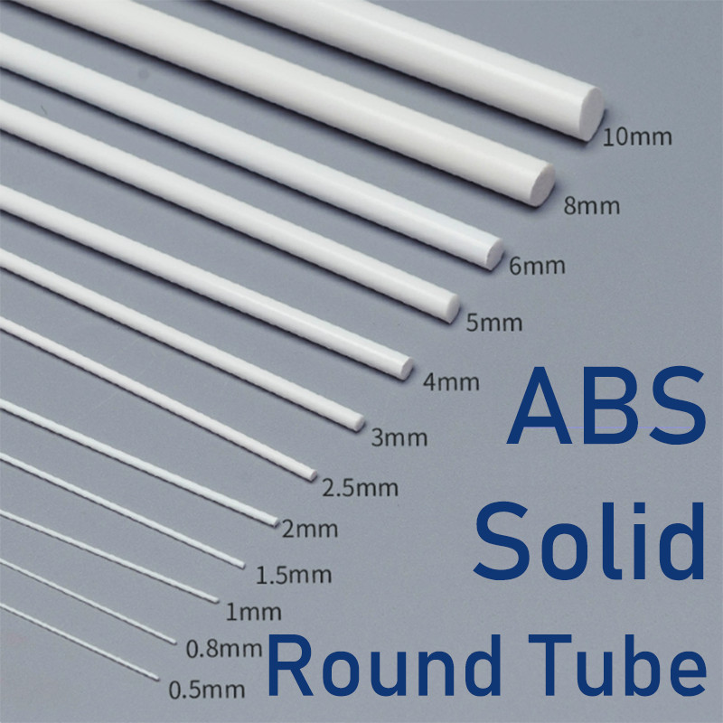 250mm Solid ABS Round Tube Plastic Pipe Round Rod Material Dia of 1mm 2mm ~ 6mm