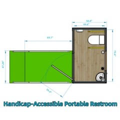 Handicap-Accessible Portable Restroom w/ Bowl & Sink Mobile Toilet for Disabled