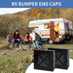 Aluminum RV Bumper End Cap 2 Pack, 4-Inch Square Camper Black