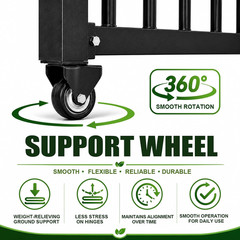 Deck Gate with Wheels, 42In. H X 4Ft. W Black Heavy Duty Steel Anti-Rust Fence D