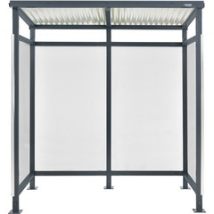 6’5″x3’8″x7′ Bus Smoking Shelter Flat Roof 3-Side Open Front W/Green 5 Gallon