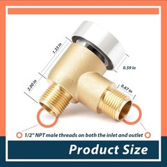 Upgraded Brass RV Vacuum Breaker Check Valve, 571-VAC-CHK-A Camper 0.5 inches