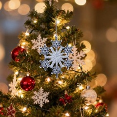 Glittering Deer Snowflake Butterfly Hanging Ornament For Holiday Tree Decoration