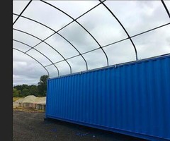 20×20 PVC Fabric conex container mounted shelter + High Cube Back Wall With Vent