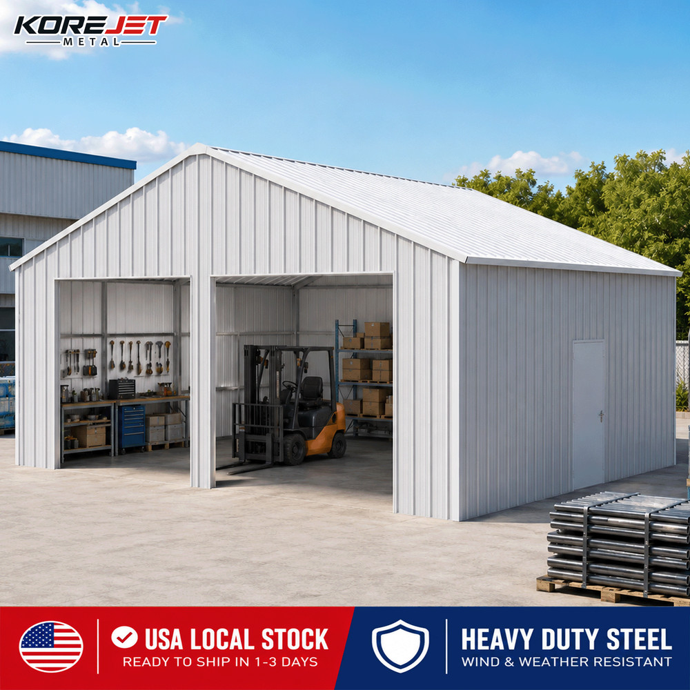 33FT x 25FT Metal Garage Barn – Reinforced Steel Structure with Dual Doors
