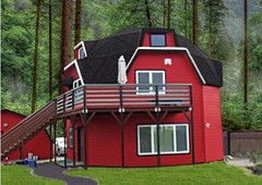 The Almeda post & bent wood beam monolithic wood shell Kit Lumber batch. Free De