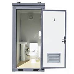 Bastone Portable Restroom w/ Sink, Flush Toilet & Vent Fan for Outdoor Use