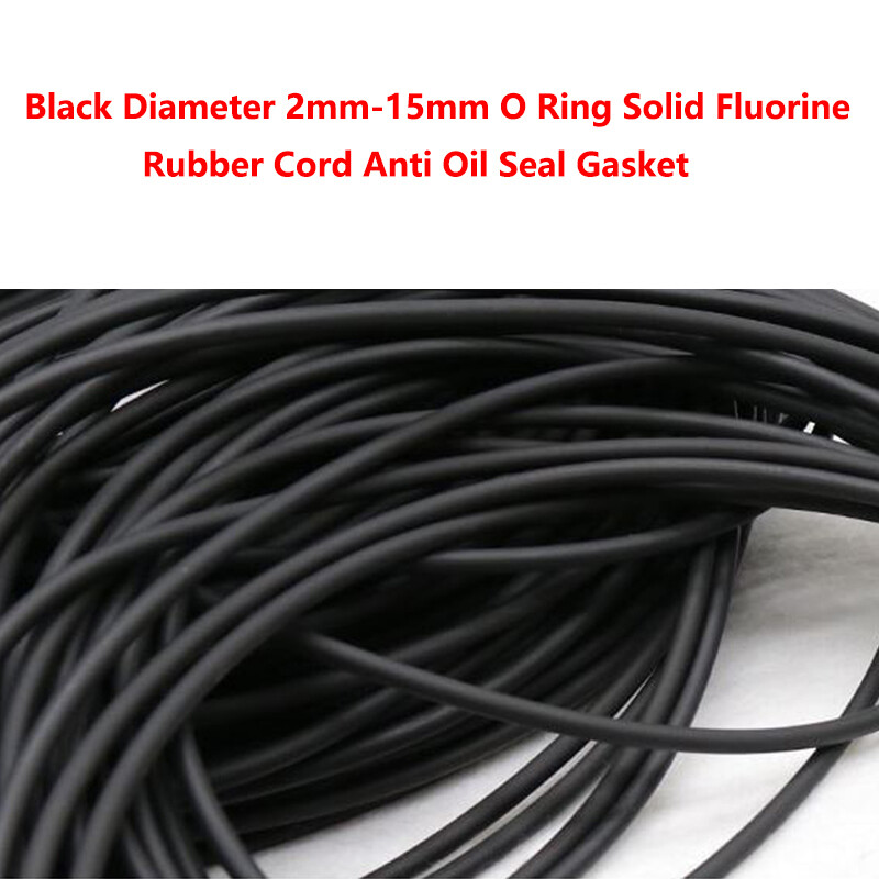 Black Diameter 2mm-15mm O Ring Solid Fluorine Rubber Cord Anti Oil Seal Gasket