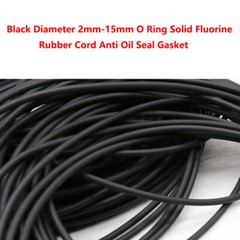 Black Diameter 2mm-15mm O Ring Solid Fluorine Rubber Cord Anti Oil Seal Gasket