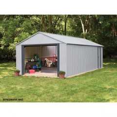 Murry Hill 12 Ft. W X 17 Ft. D 2-Tone Gray Steel Garage and Storage Building wit